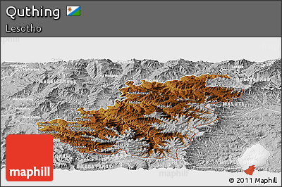 Physical Panoramic Map of Quthing, lighten, desaturated