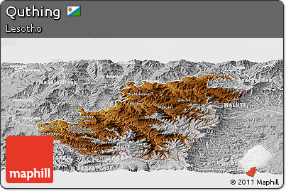 Physical Panoramic Map of Quthing, lighten, desaturated