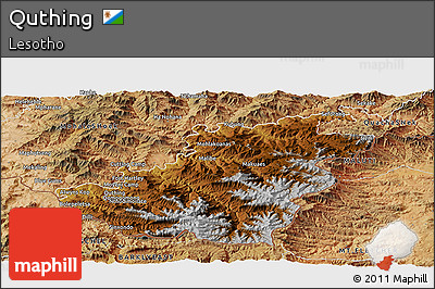 Physical Panoramic Map of Quthing, satellite outside