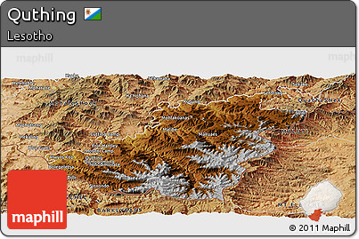 Physical Panoramic Map of Quthing, satellite outside