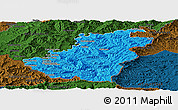 Political Panoramic Map of Quthing, darken
