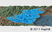 Political Panoramic Map of Quthing, darken, semi-desaturated