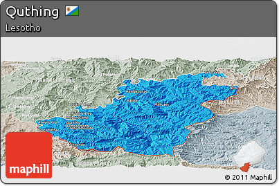 Political Panoramic Map of Quthing, lighten, semi-desaturated