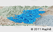 Political Panoramic Map of Quthing, lighten, semi-desaturated