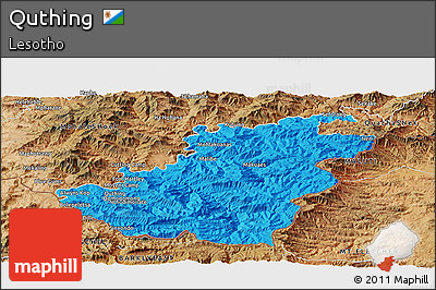 Political Panoramic Map of Quthing, satellite outside