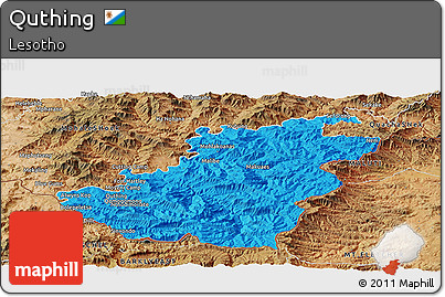 Political Panoramic Map of Quthing, satellite outside