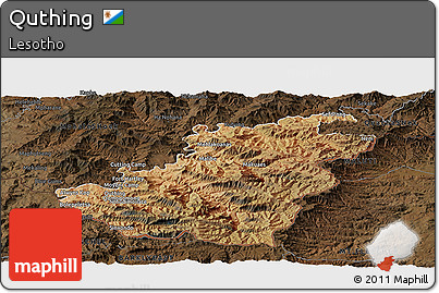 Satellite Panoramic Map of Quthing, darken