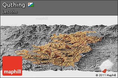 Satellite Panoramic Map of Quthing, desaturated