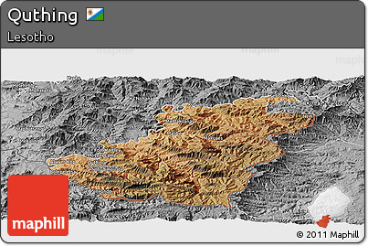 Satellite Panoramic Map of Quthing, desaturated