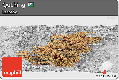 Satellite Panoramic Map of Quthing, lighten, desaturated