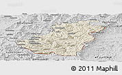 Shaded Relief Panoramic Map of Quthing, desaturated