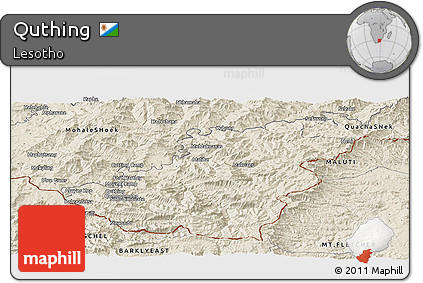 Shaded Relief Panoramic Map of Quthing