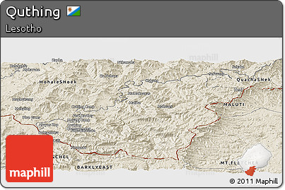 Shaded Relief Panoramic Map of Quthing