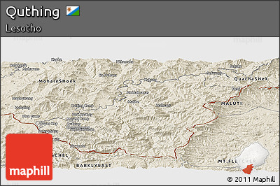 Shaded Relief Panoramic Map of Quthing