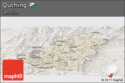 Shaded Relief Panoramic Map of Quthing, lighten