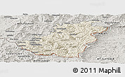 Shaded Relief Panoramic Map of Quthing, semi-desaturated