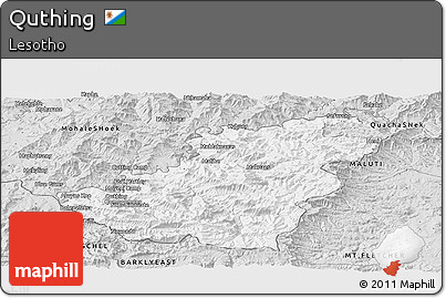 Silver Style Panoramic Map of Quthing