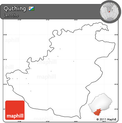 Blank Simple Map of Quthing, cropped outside, no labels