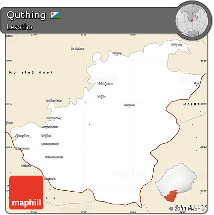 Classic Style Simple Map of Quthing