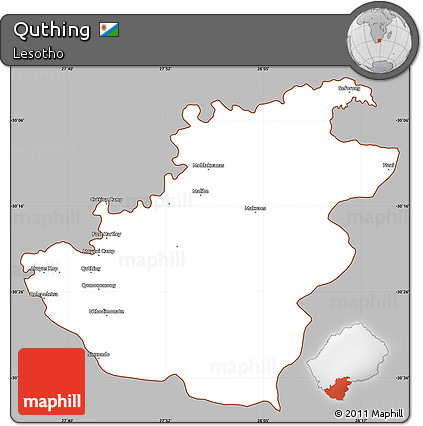 Gray Simple Map of Quthing, cropped outside