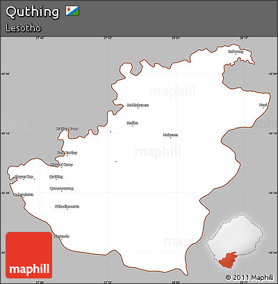 Gray Simple Map of Quthing, cropped outside