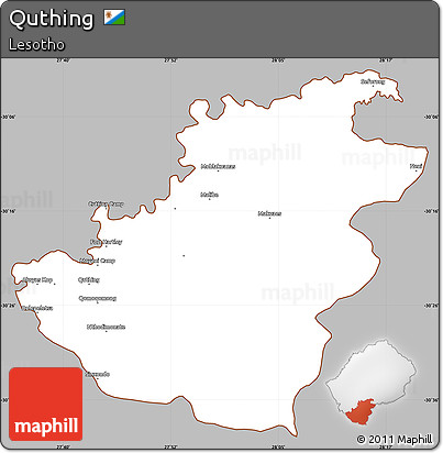 Gray Simple Map of Quthing, cropped outside