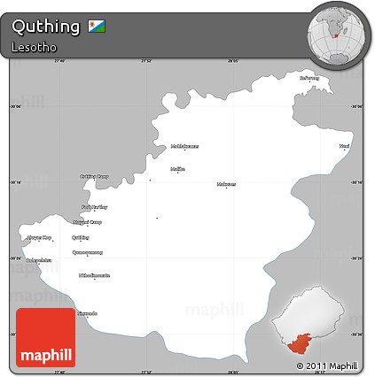 Gray Simple Map of Quthing, single color outside