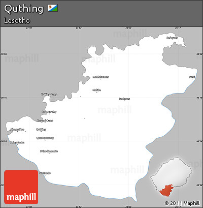 Gray Simple Map of Quthing, single color outside