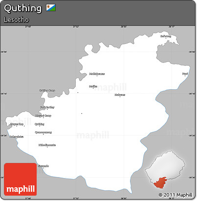 Gray Simple Map of Quthing, single color outside