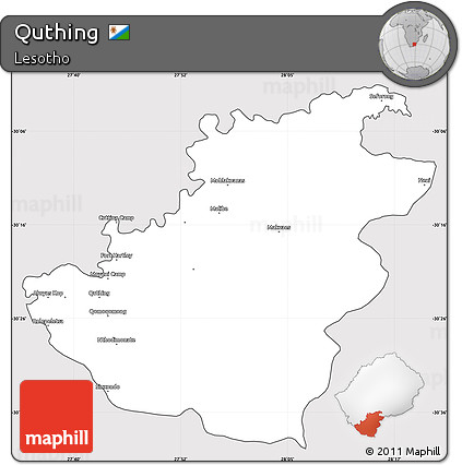 Silver Style Simple Map of Quthing, cropped outside