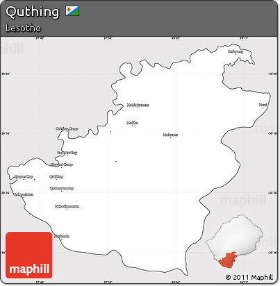 Silver Style Simple Map of Quthing, cropped outside