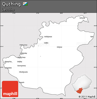Silver Style Simple Map of Quthing, cropped outside