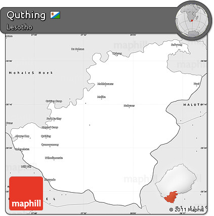 Silver Style Simple Map of Quthing
