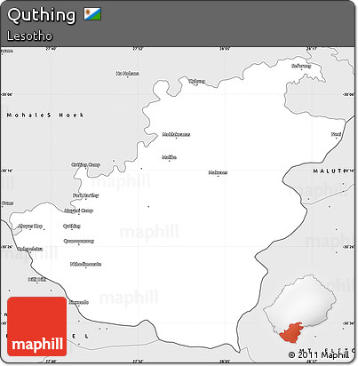 Silver Style Simple Map of Quthing