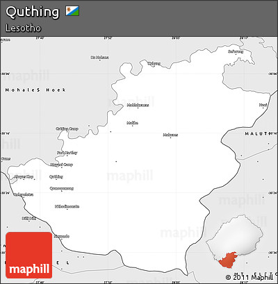 Silver Style Simple Map of Quthing