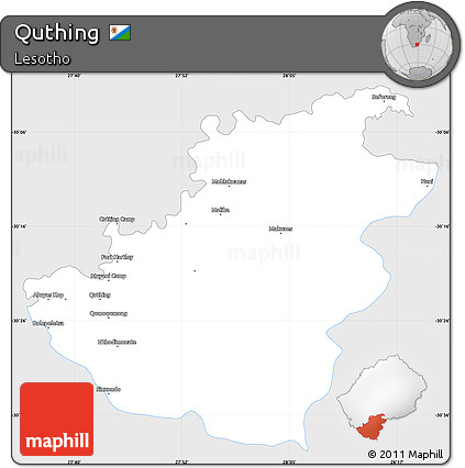 Silver Style Simple Map of Quthing, single color outside