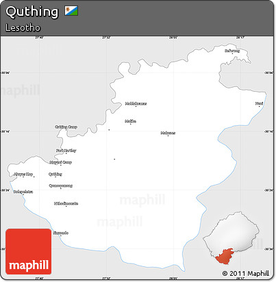 Silver Style Simple Map of Quthing, single color outside