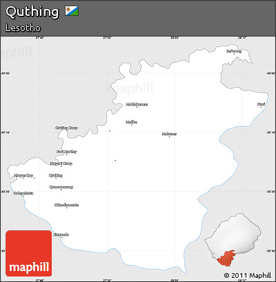 Silver Style Simple Map of Quthing, single color outside
