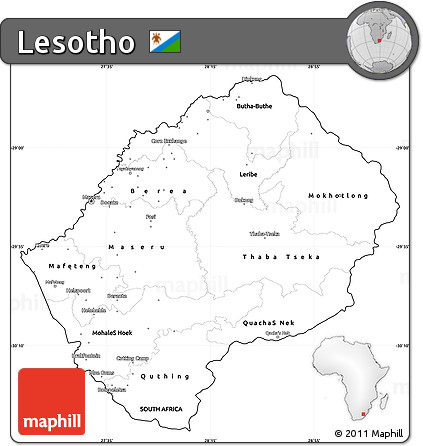 Blank Simple Map of Lesotho, cropped outside