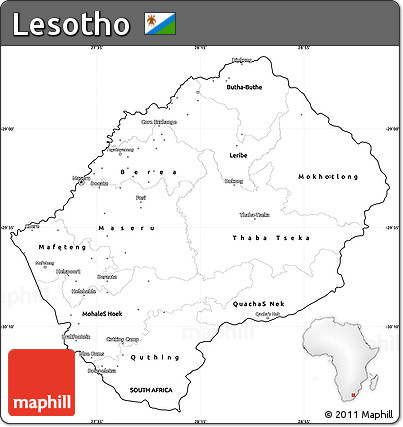 Blank Simple Map of Lesotho, cropped outside