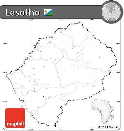 Blank Simple Map of Lesotho, cropped outside, no labels