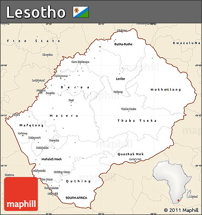 Classic Style Simple Map of Lesotho