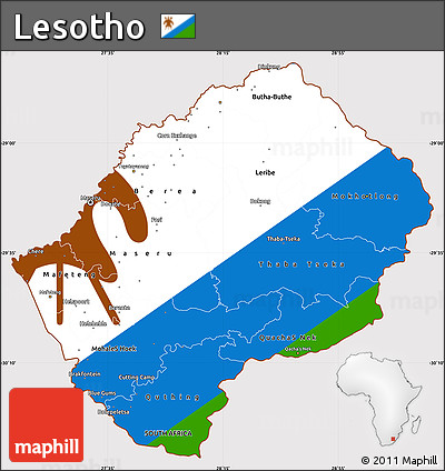 Flag Simple Map of Lesotho, flag centered