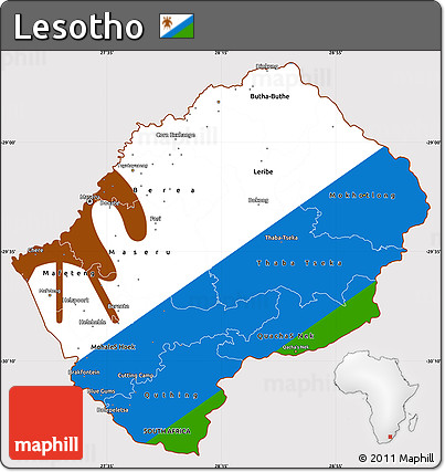 Flag Simple Map of Lesotho, flag centered