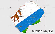Flag Simple Map of Lesotho, flag centered