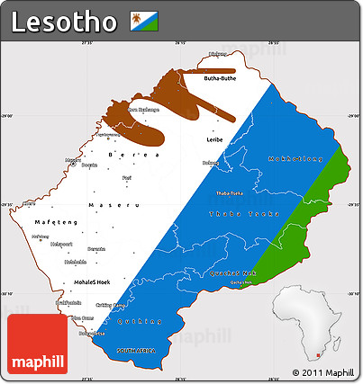 Flag Simple Map of Lesotho, flag aligned to the middle
