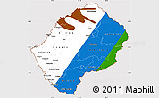Flag Simple Map of Lesotho, flag aligned to the middle