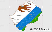Flag Simple Map of Lesotho, flag rotated