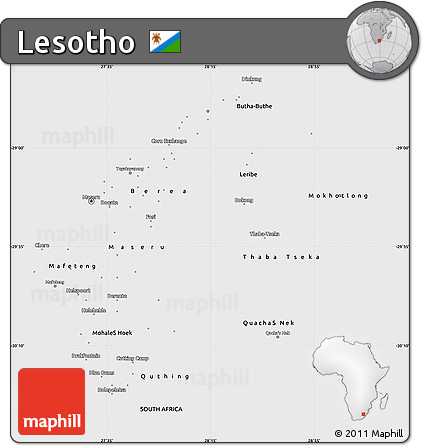 Flag Simple Map of Lesotho, single color outside, flag centered