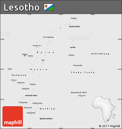 Flag Simple Map of Lesotho, single color outside, flag centered